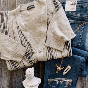 Vintage Unisex Grandpa Gray Cardigan Sweater SZ L